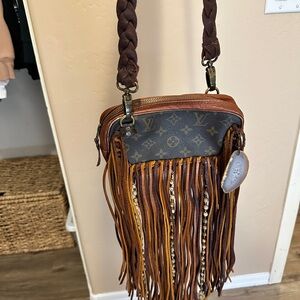 Authentic Louis Vuitton Brown and Tan Fringe Crossbody Bag